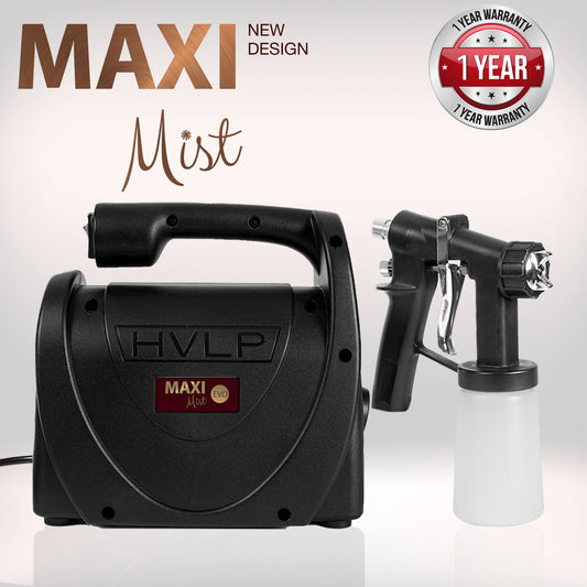 This iconic spray tanning machine was a favourite with our customers – The MaxiMist Elite Series EVO.

The MaxiMist Elite Series EVO will come with our standard MaxiMister ST300 spray gun

The MaxiMist Elite Series EVO features a compact yet powerful design that can handle up to 25 applications daily.

Our new improved 12 ft hose that is reinforced at both working ends will provide extended periods of worry-free use.

Equipment specification:

Air Flow: 60 CFM
Noise Level: 72db at 6 ft
Hose: 12ft
Size: 10L 
